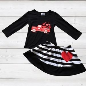 2 piece skirt heart truck skirt outfit boutique